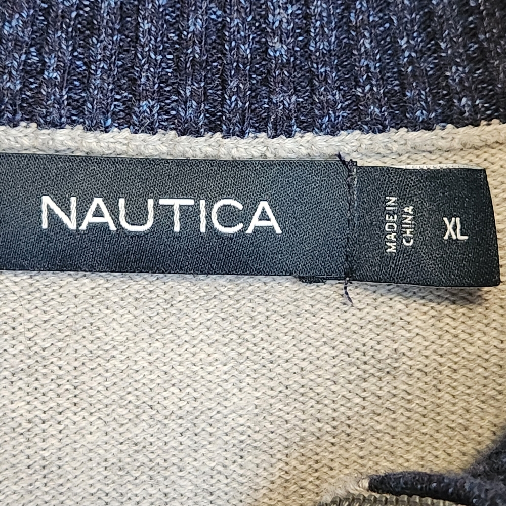 (4 For $20) Nautica Mens XL Grey 1/4 zipper sweater.  Like brand new. - Picture 3 of 5